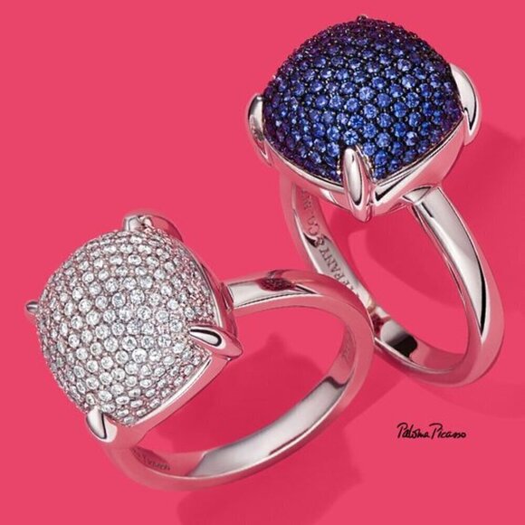 Tiffany & Co. Blue Sapphire Sugar Stack Ring 18k White Gold - Picture 4 of 14